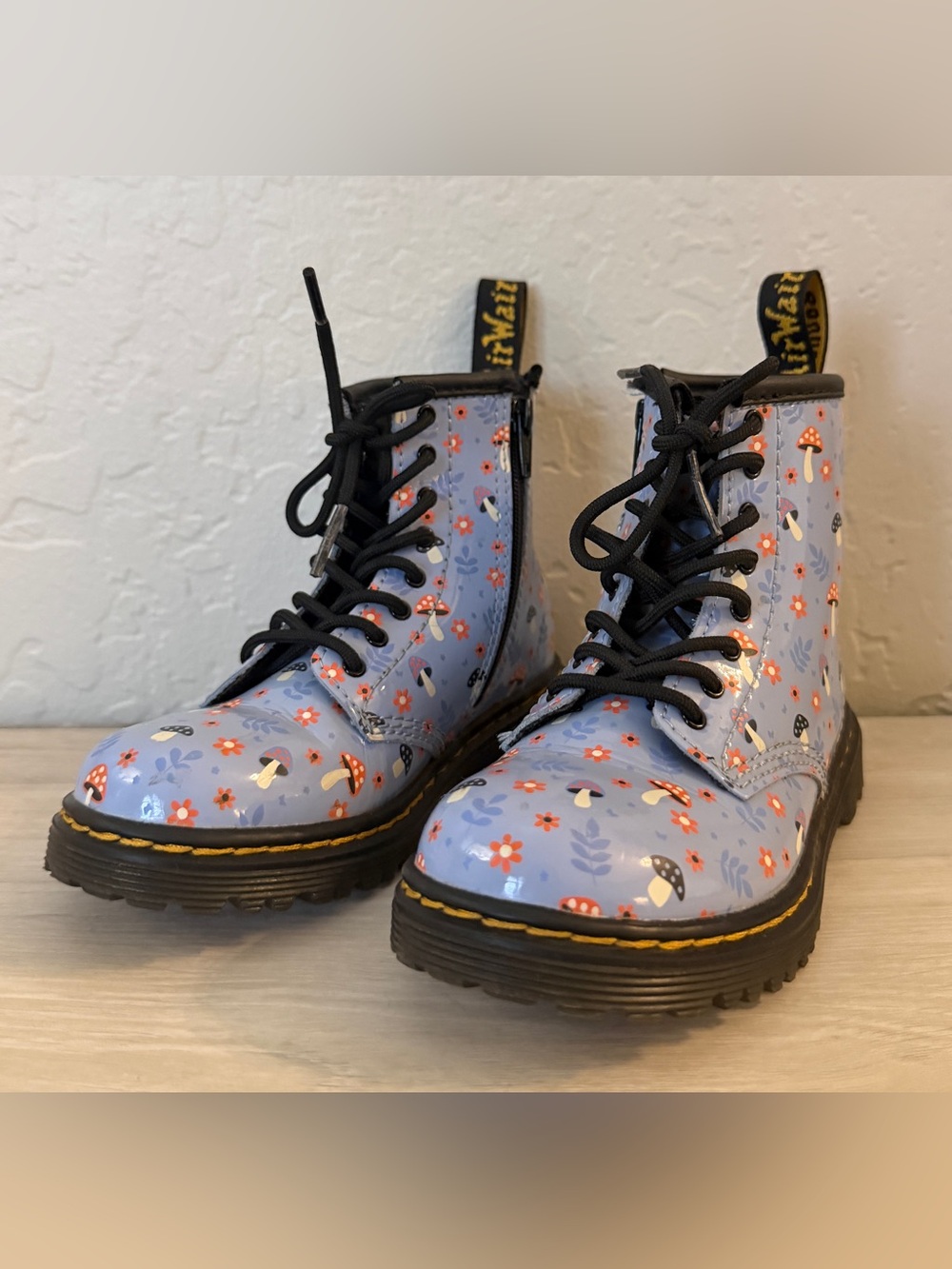 Dr. Marten 1460 T 1460 Bloom Boots Blue Floral Mushroom Toddler Size 9